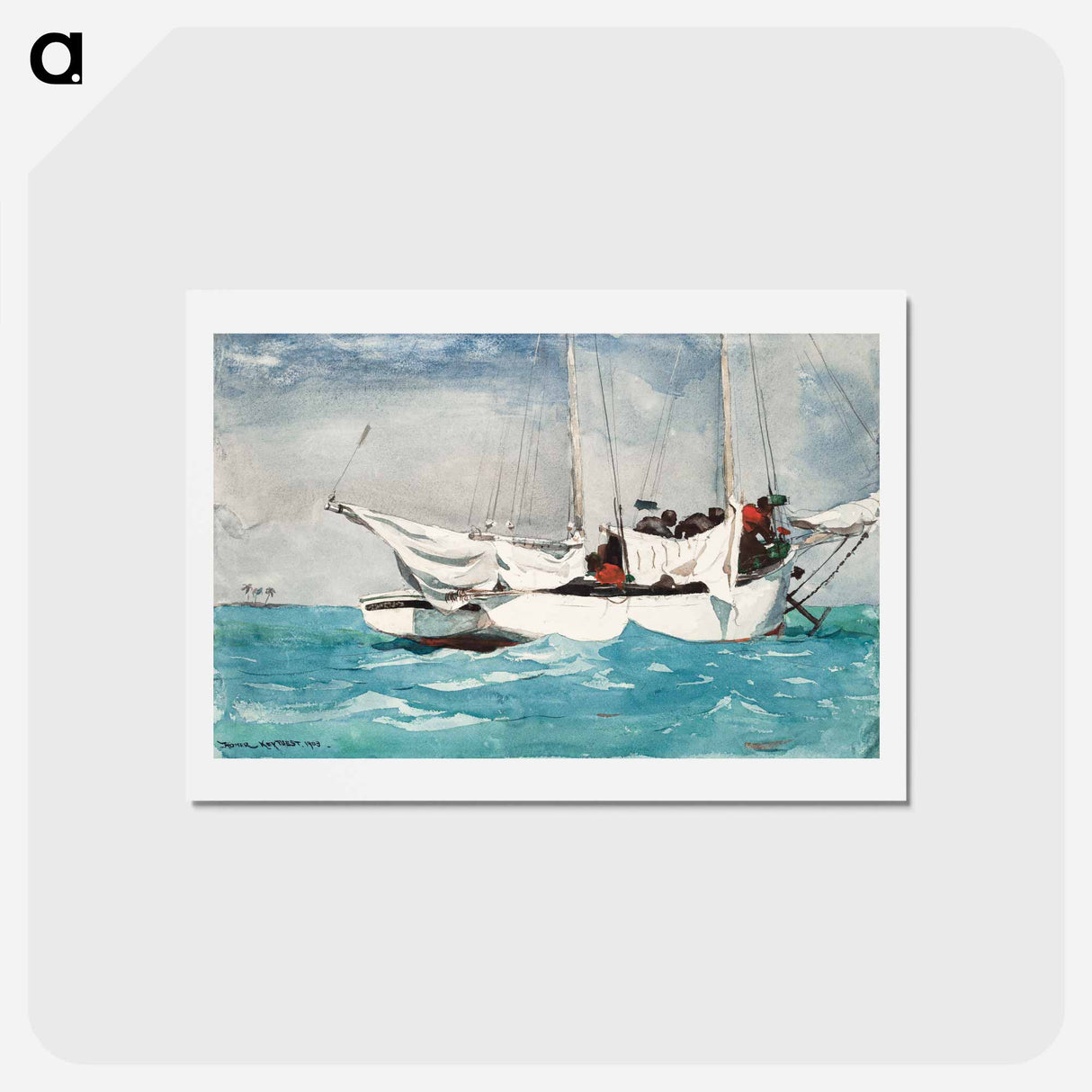 アートポストカード-Key West, Hauling Anchor - ウィンスロー ホーマー Postcard.
