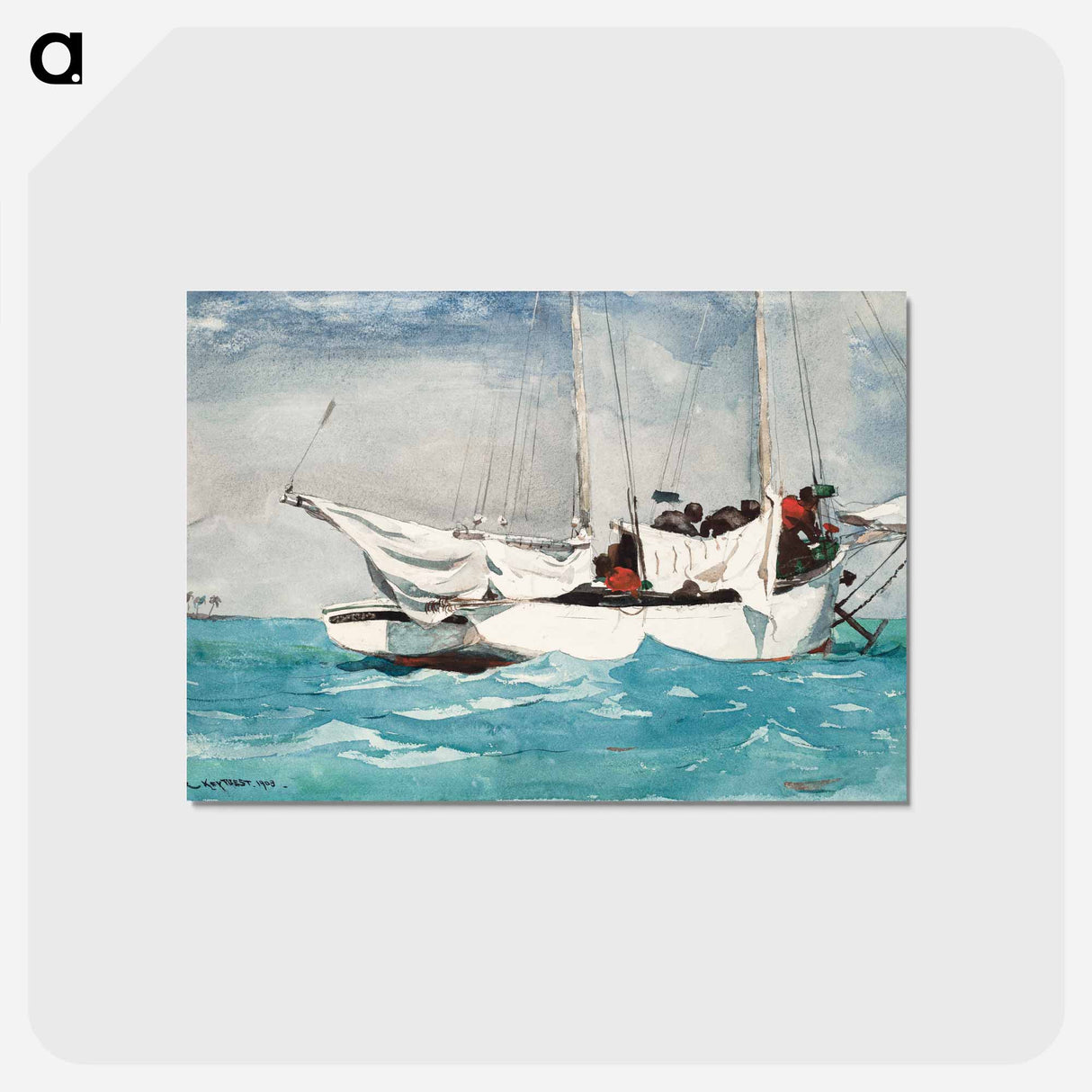 アートポストカード-Key West, Hauling Anchor - ウィンスロー ホーマー Postcard.