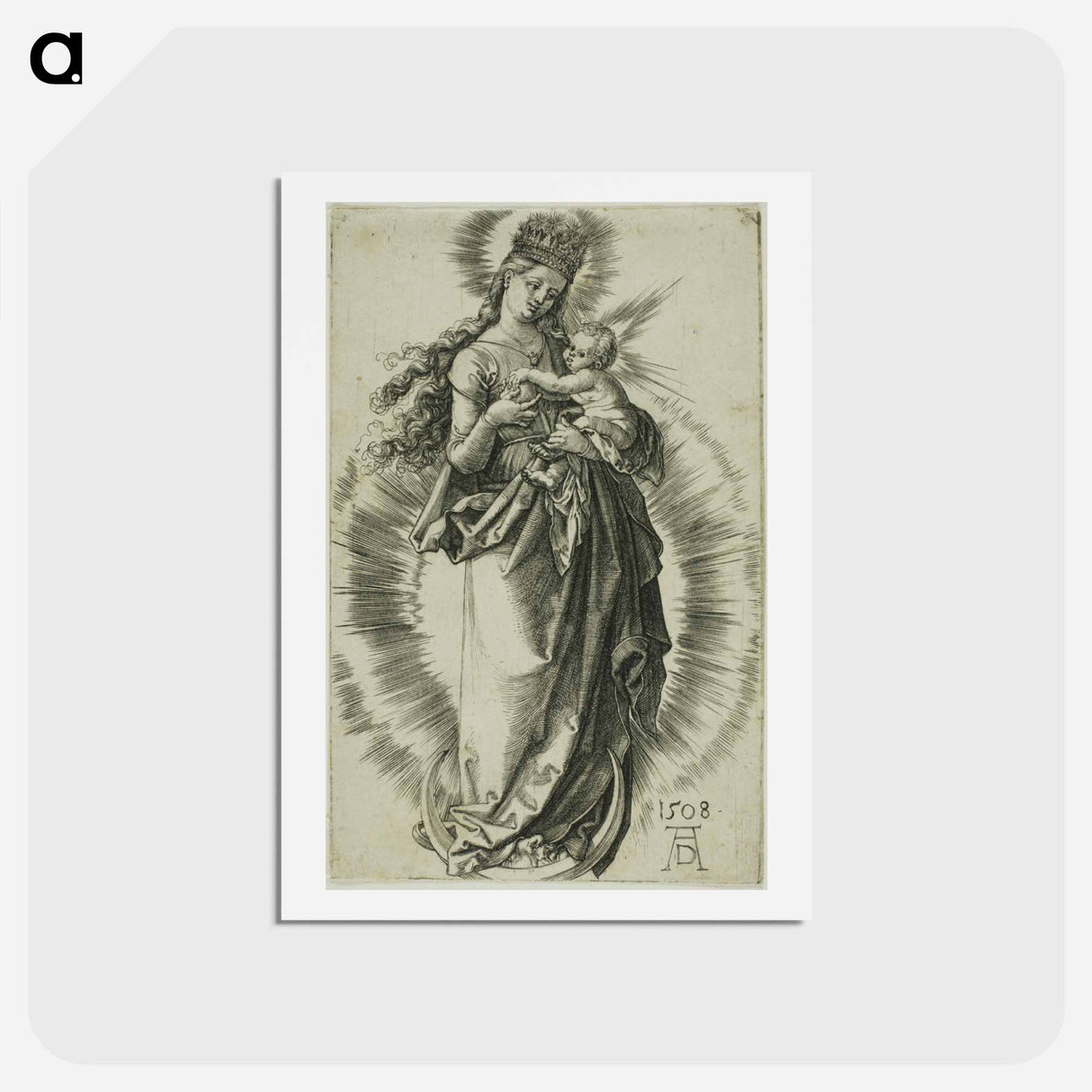 アートポストカード-The Virgin on the Crescent with a Crown of Stars - アルブレヒト デューラー Postcard.
