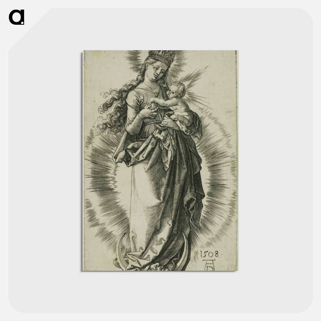 アートポストカード-The Virgin on the Crescent with a Crown of Stars - アルブレヒト デューラー Postcard.