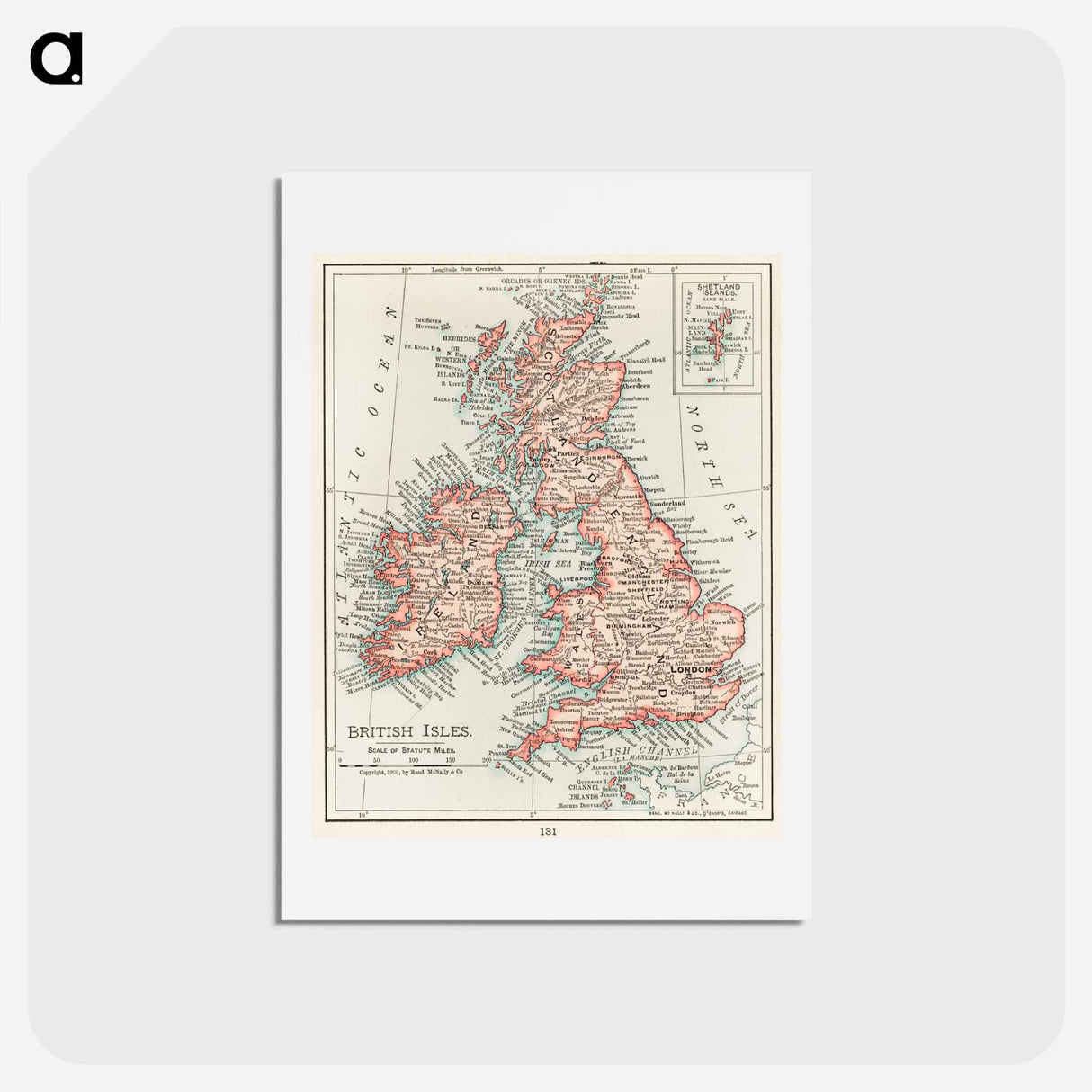 アートポストカード-Universal Atlas of the World - アンティーク地図 Postcard.