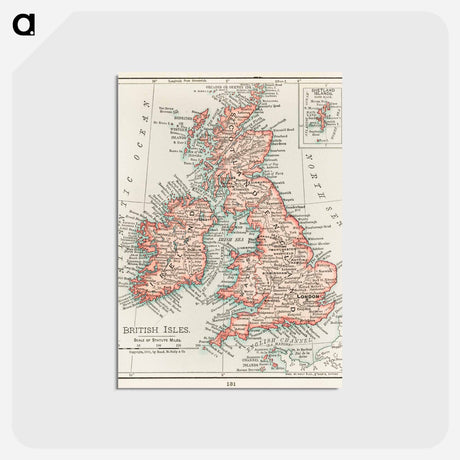 アートポストカード-Universal Atlas of the World - アンティーク地図 Postcard.