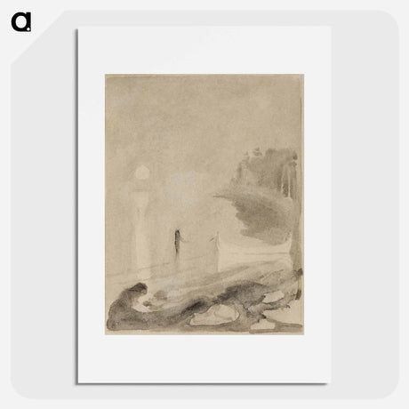 アートポスター-A Boat Tied to a Pier - エドヴァルド ムンク Poster.