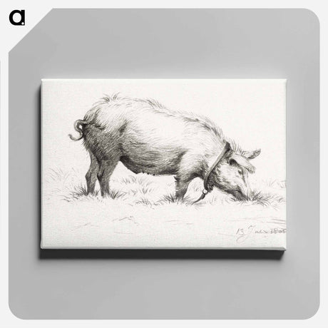 アートパネル-Standing pig in the grass - ジャン ベルナール Canvas.