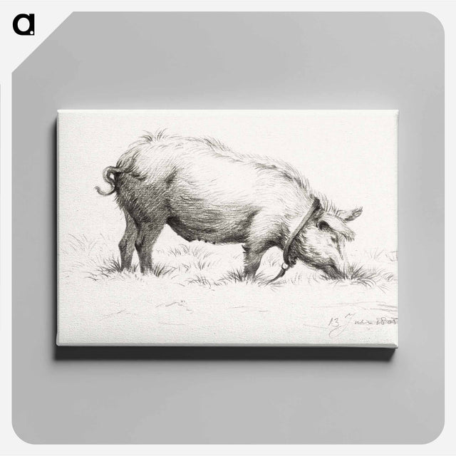 アートパネル-Standing pig in the grass - ジャン ベルナール Canvas.