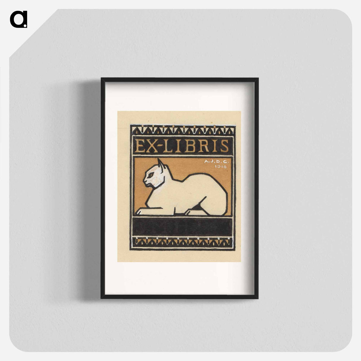 Ontwerp voor een ex libris met een liggende kat by Julie de Graag - ユリー デ フラーハ Poster.