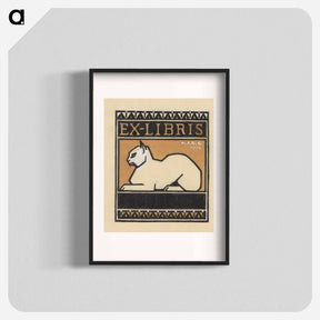 アートポスター-Ontwerp voor een ex libris met een liggende kat by Julie de Graag - ユリー デ フラーハ Poster.