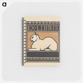 アートメモ帳-Ontwerp voor een ex libris met een liggende kat by Julie de Graag - ユリー デ フラーハ Memo.