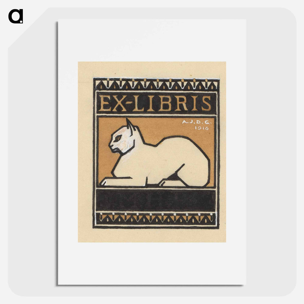 Ontwerp voor een ex libris met een liggende kat by Julie de Graag - ユリー デ フラーハ Poster.