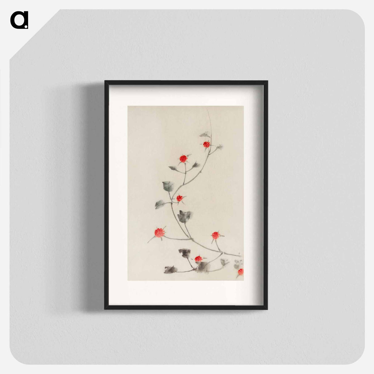 Small Red Blossoms on a Vine - Katsushika Hokusai Poster.