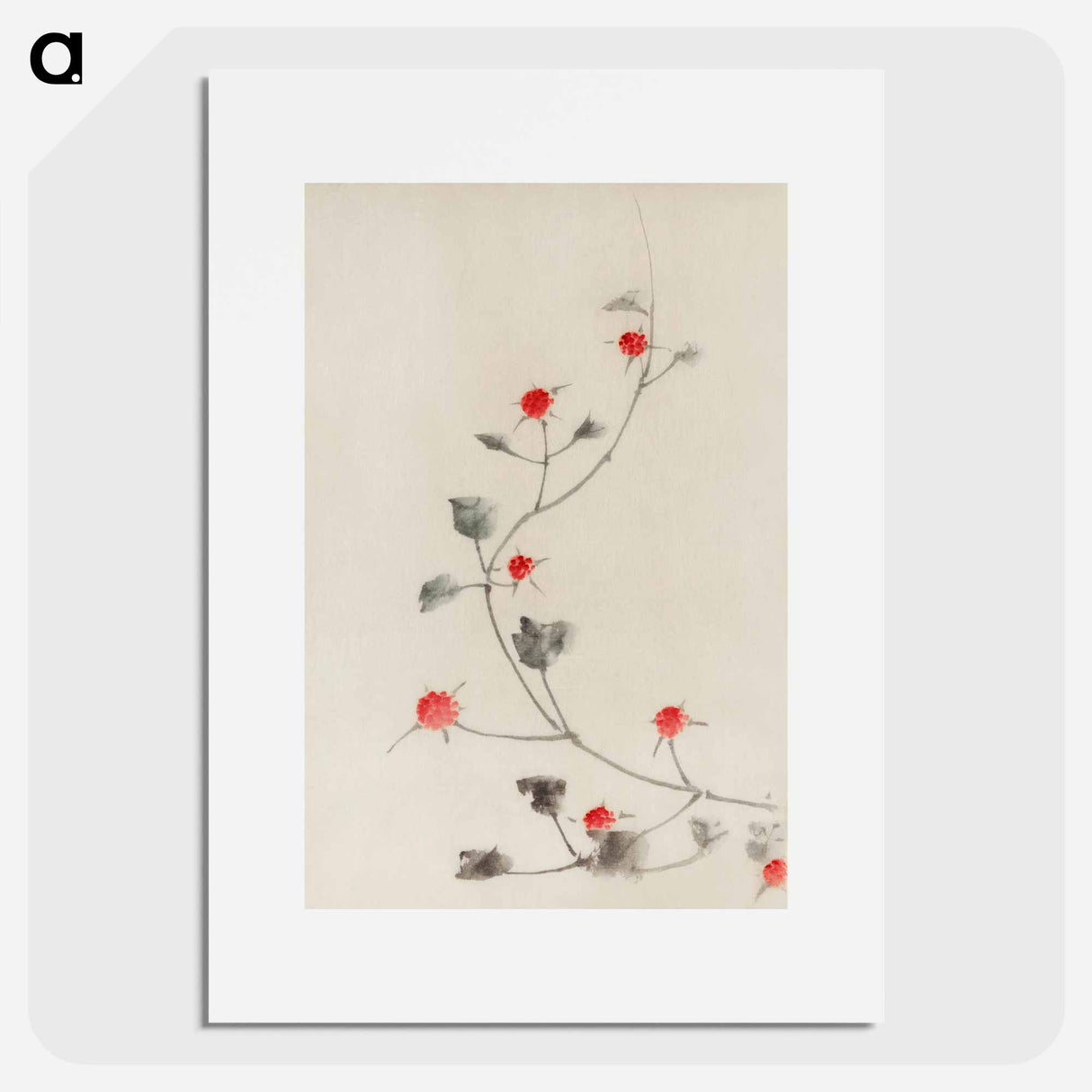 Small Red Blossoms on a Vine - Katsushika Hokusai Poster.