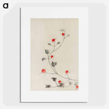 Small Red Blossoms on a Vine - 葛飾 北斎 Poster.