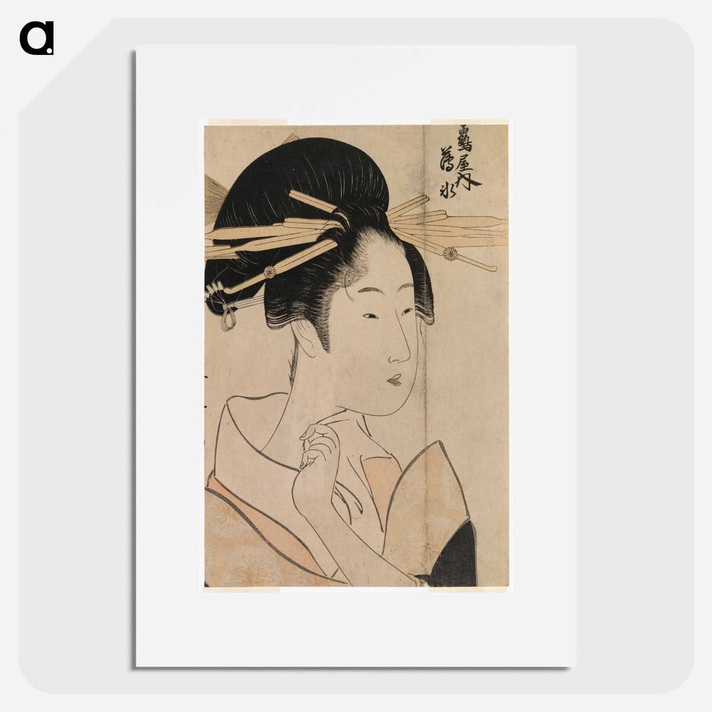 Portrait of a geisha of the uyo tearoom - 喜多川 歌麿 Poster.