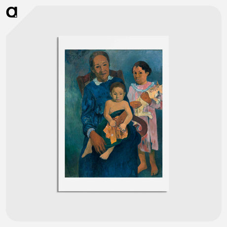 アートポストカード-Polynesian Woman with Children - ポール ゴーギャン Postcard.