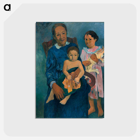 アートポストカード-Polynesian Woman with Children - ポール ゴーギャン Postcard.