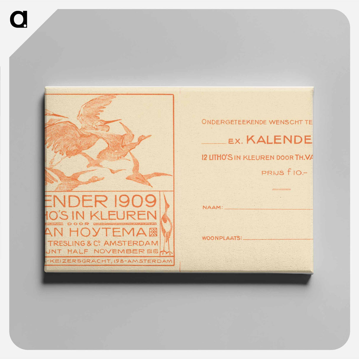 Aankondiging voor kalender 1909 by Theo van Hoytema - テオ ヴァン ホイテマ Canvas.