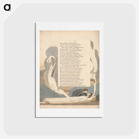 アートポストカード-Young's Night Thoughts, Page 40, Angels Should Paint It, Angels Ever There - ウィリアム ブレイク Postcard.