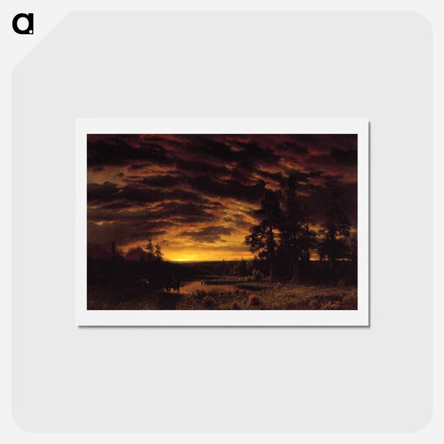 アートポストカード-Evening on the Prarie - アルバート ビアスタット Postcard.
