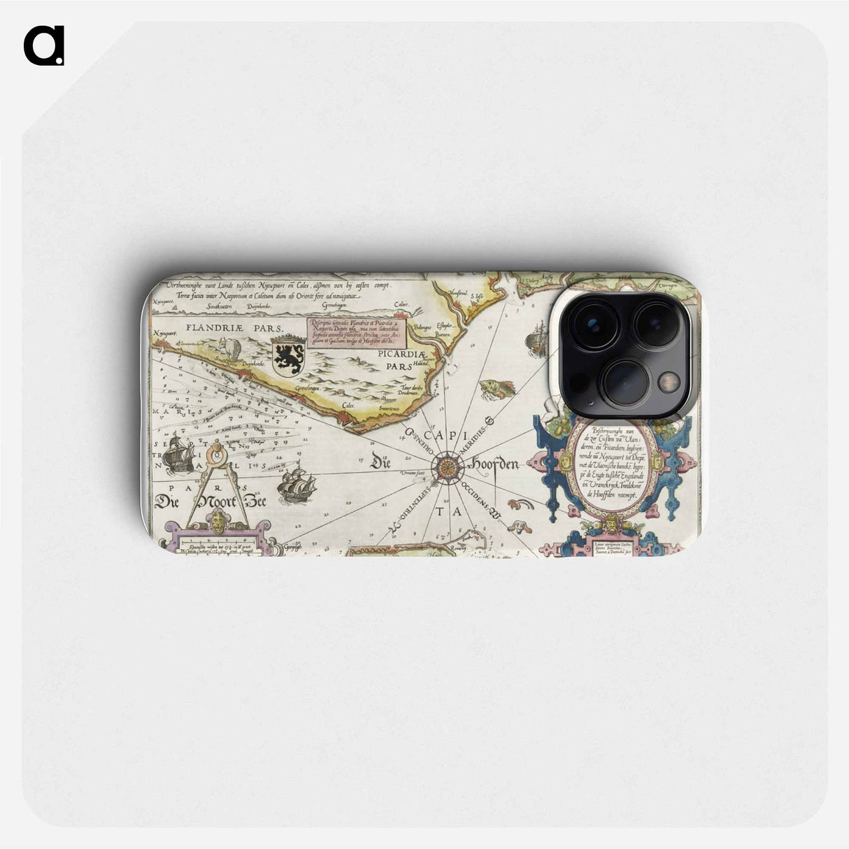 Kaart van de kusten van Vlaanderen, Normandië en Engeland - アンティーク地図 Phone Case.