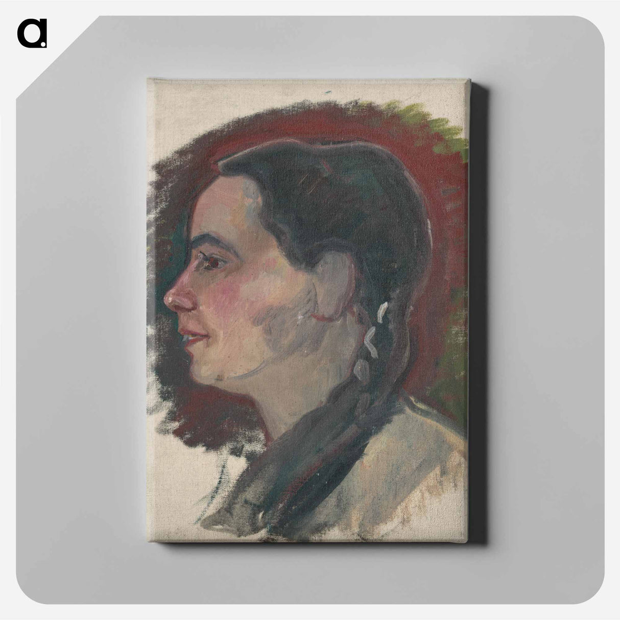 Portrait of a young woman with a braid - アーノルド ピーター ワイズ クビンチャン Canvas.