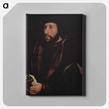 Portrait of a man with a letter and gloves - ハンス ホルバイン Canvas.