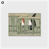 アートポストカード-Roosters from Momoyogusa–Flowers of a Hundred Generations - 神坂 雪佳 Postcard.