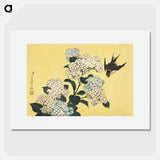 Hokusai's hydrangea and swallow - Katsushika Hokusai Poster.