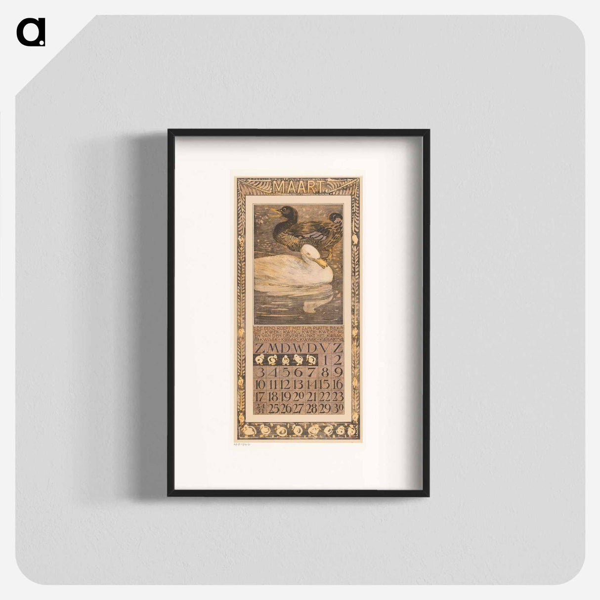 Kalenderblad maart met eenden - テオ ヴァン ホイテマ Poster.