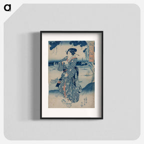 アートポスター-Geisha Standing on the Bank of the Sumida River - 歌川 国芳 Poster.