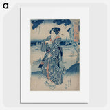Geisha Standing on the Bank of the Sumida River - 歌川 国芳 Poster.