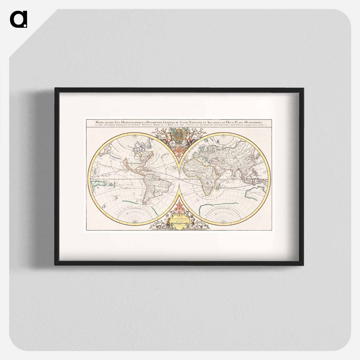 Description generale du globe terrestre et aquatique en deux-plans-hemispheres - アンティーク地図 Poster.