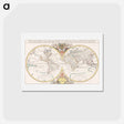 アートポストカード-Description generale du globe terrestre et aquatique en deux-plans-hemispheres - アンティーク地図 Postcard.