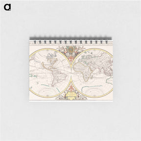 アートメモ帳-Description generale du globe terrestre et aquatique en deux-plans-hemispheres - アンティーク地図 Memo.
