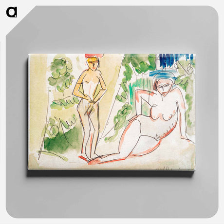 アートパネル-Two Bathers near the Woods - エルンスト ルートヴィヒ キルヒナー Canvas.