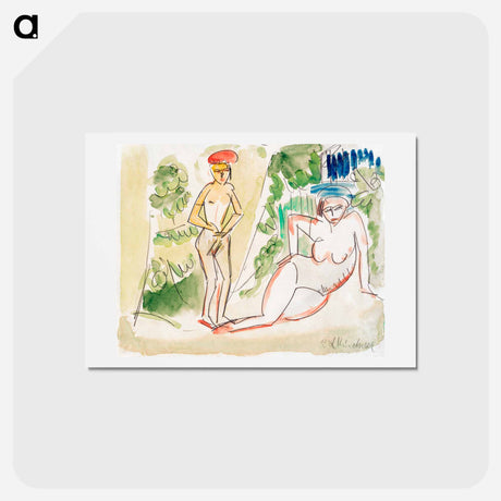 アートポストカード-Two Bathers near the Woods - エルンスト ルートヴィヒ キルヒナー Postcard.