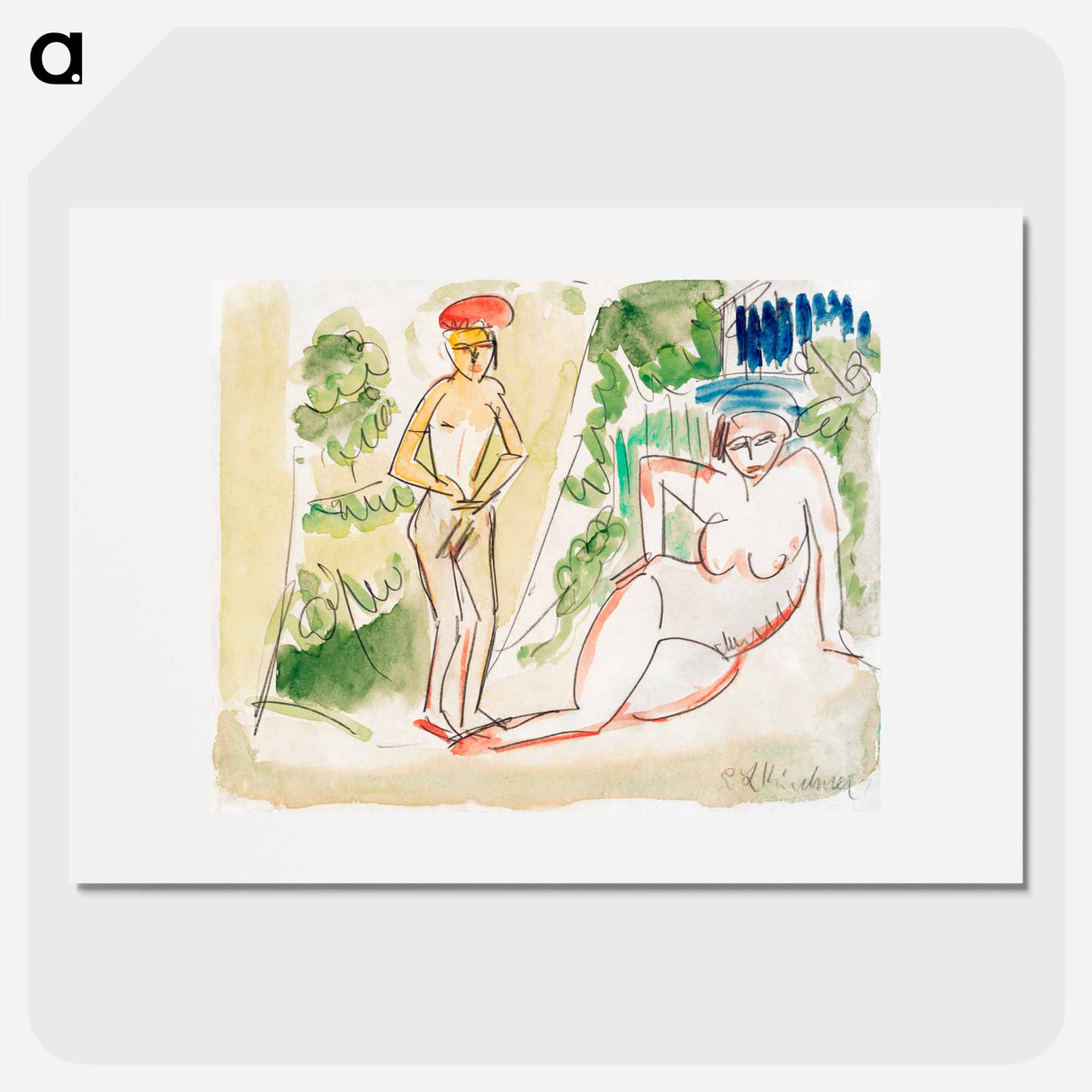 Two Bathers near the Woods - Ernst Ludwig Kirchner Poster.