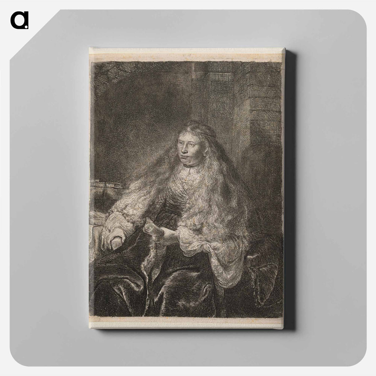 Girl with Hair Falling on Her Shoulders - Rembrandt van Rijn Canvas.