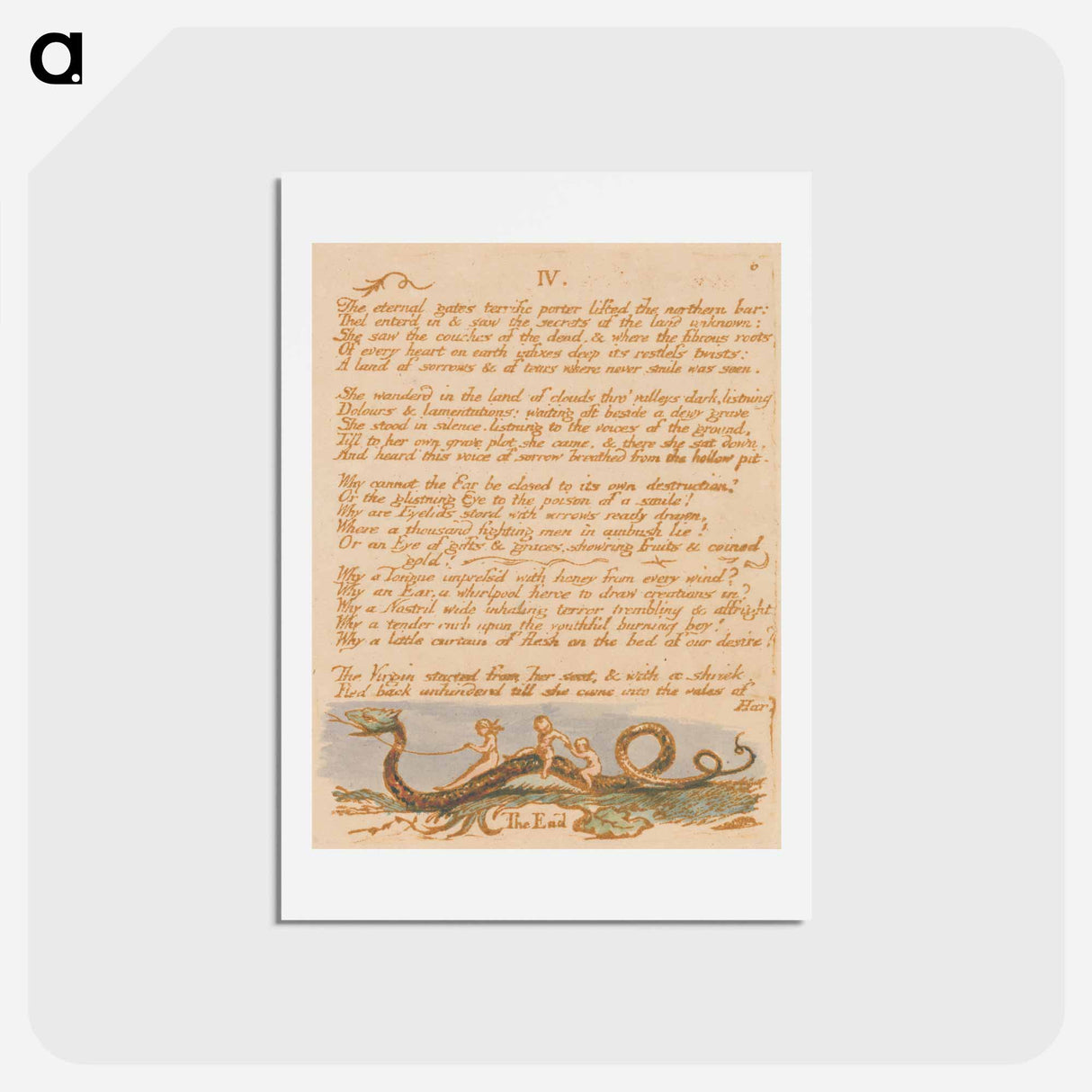 アートポストカード-The Book of Thel, Plate 8 - ウィリアム ブレイク Postcard.
