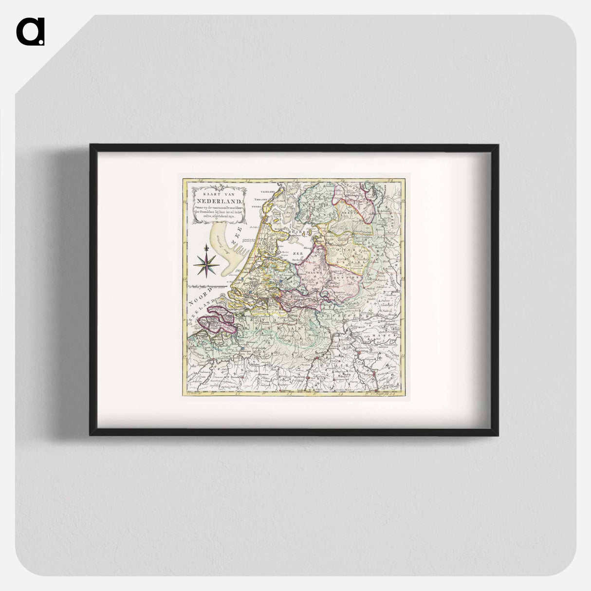 Kaart van Nederland met de marsroutes van het Franse leger - アンティーク地図 Poster.