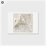 アートポストカード-Kaart van Nederland met de marsroutes van het Franse leger - アンティーク地図 Postcard.