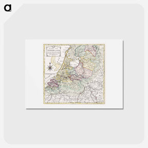 アートポストカード-Kaart van Nederland met de marsroutes van het Franse leger - アンティーク地図 Postcard.