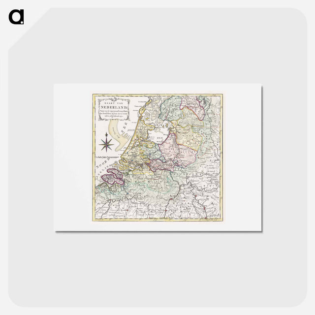 アートポストカード-Kaart van Nederland met de marsroutes van het Franse leger - アンティーク地図 Postcard.
