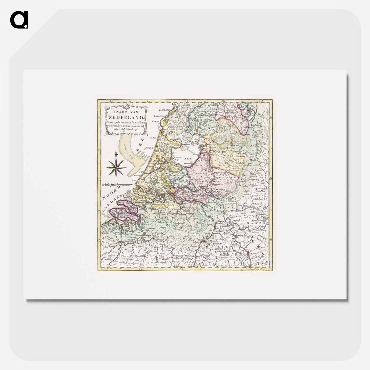 Kaart van Nederland met de marsroutes van het Franse leger - アンティーク地図 Poster.