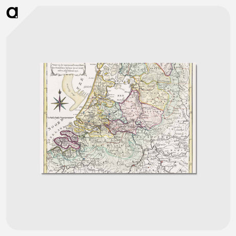 アートポストカード-Kaart van Nederland met de marsroutes van het Franse leger - アンティーク地図 Postcard.