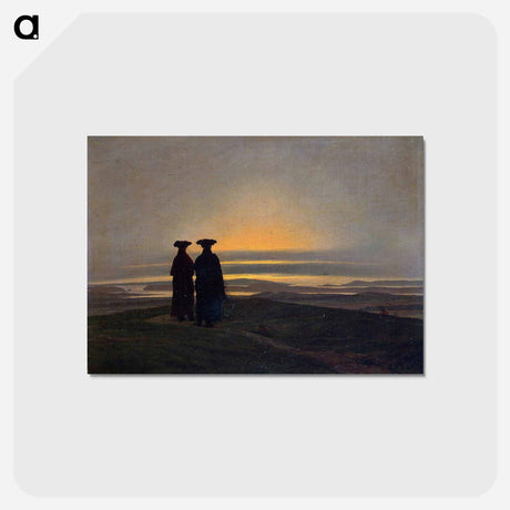 アートポストカード-Evening Landscape with Two Men - カスパー ダーヴィト フリードリヒ Postcard.