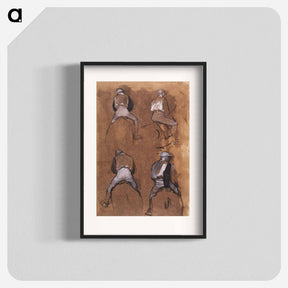 アートポスター-Four Studies of a Jockey - エドガー ドガ Poster.
