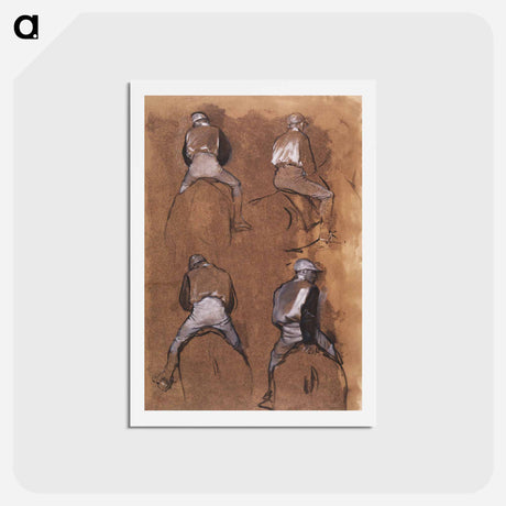 アートポストカード-Four Studies of a Jockey - エドガー ドガ Postcard.