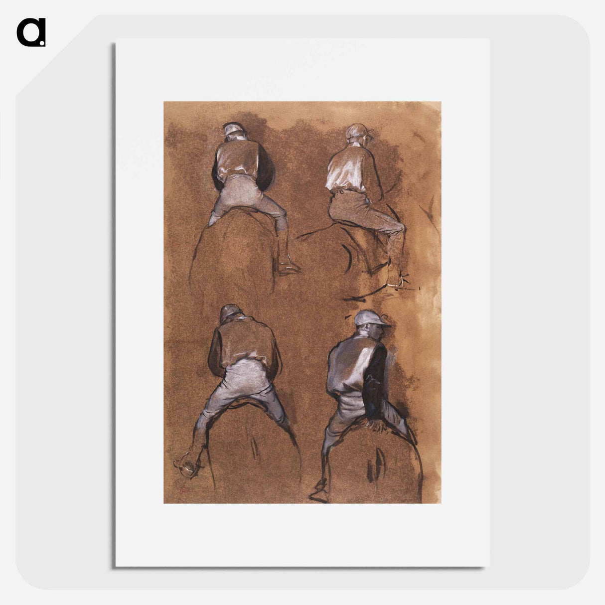 Four Studies of a Jockey - Edgar Degas Poster.