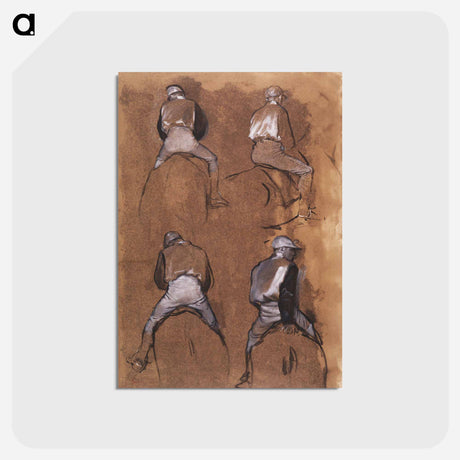 アートポストカード-Four Studies of a Jockey - エドガー ドガ Postcard.