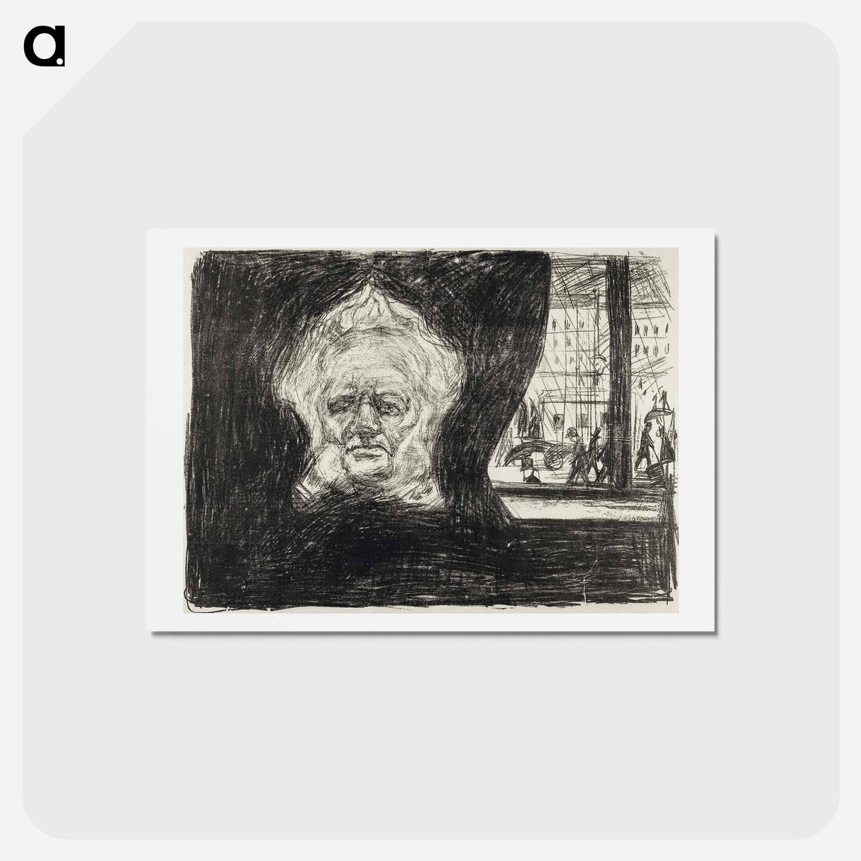 アートポストカード-Henrik Ibsen at the Grand Café - エドヴァルド ムンク Postcard.
